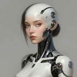 portrait of female android, intricate, elegant, highly detailed, digital painting, artstation, concept art, smooth, sharp focus, illustration