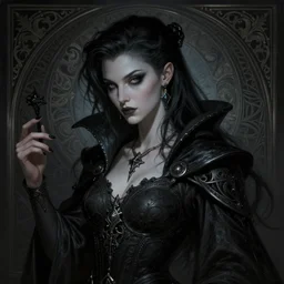 Necromancer Sorceress goddess of death, fantasy sorceress magic, undercut hairstyle, dark light night, intricate, elegant, sharp focus, illustration, highly detailed, digital painting, concept art, matte, art by WLOP and Artgerm and Greg Rutkowski and Alphonse Mucha, masterpiece