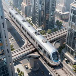 Futuristic train intersection in a tall city, highly detailed, artstation, sharp focus, illustration, concept art, ruan jia, steve mccurry