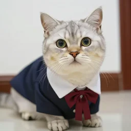 cat wearing a school uniform