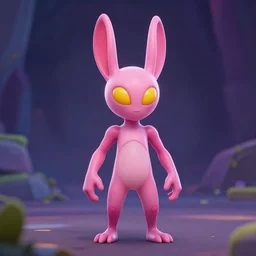 pink alien with tall ears and yellow eyes fortnite character c 9. 0