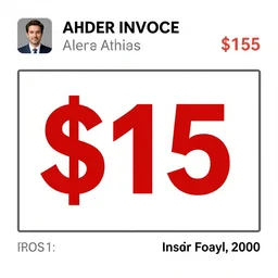 a scan of the invoice over $15 for generating ai images with $15 written across it in big red letters