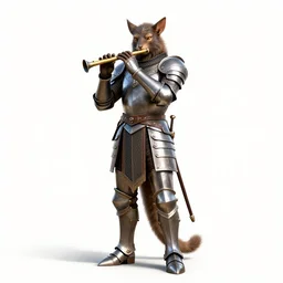 armored satyr with pan flute, detailed 3d character render, full body, standing, isolated on a pure white background, centered, whole figure in frame, sharp focus, studio lighting
