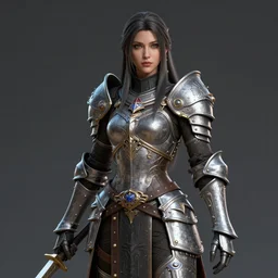 complex 3 d hyper realistic smooth ultra sharp render of a gorgeous paladin woman | d & d, medieval, fantasy | art by oh jinwook + 吵 集 仁 儿 on artstaion + takeshi obata