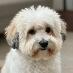photo of fluffy dog with emo haircut