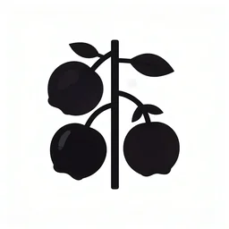 crataegus fruit against white background, bauhaus, art deco, biomorphic, centered composition, vector art, flat, woodcut, engraving, black and white