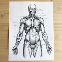 Highly detailed labeled medical anatomy poster of an anti-style graffiti sculpture, e ink, e paper, ukiyo-e