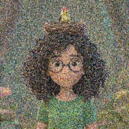 a girl with curly black hair wears a green shirt, she wears harry potter glasses, with a nest and a bird on her head, studio ghibli, pixar and disney animation, sharp, rendered in redshift and unreal engine 5 by greg rutkowski, bloom