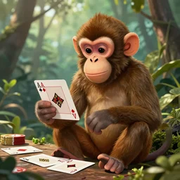 “ jerma playing cards with a monkey ”