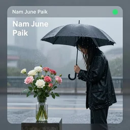 gui for a program that brings u flowers in the pouring rain, esoteric, by nam june paik