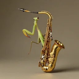 praying mantis on saxaphone, by pierre - joseph redoute
