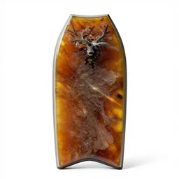 amber bodyboard, high detail macro photography, isolated on a pure white background, centered, entire object in frame, sharp focus, soft studio lighting