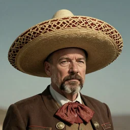 Art artwork portrait by Walter White, wearing a Mexican hat. 4K Artstation HQ.