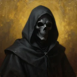 beautiful oil matte portrait painting, grim reaper, wonderful masterpiece highly detailed, beautiful cinematic light deep focus, elegant, digital painting, smooth, sharp focus, golden ratio, dramatic illumination, ultra realistic, 8 k, art by salvator rosa