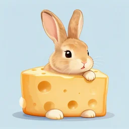 a bunny rabbit made of swiss cheese, digital art