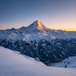 beautiful snowy mountain landscape sunrise, art, high detail, high definition, photorealistic, hdr,