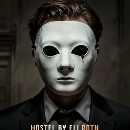 a character wearing a mask from hostel by eli roth, movie poster, detailed and intricate, horror