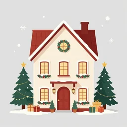 a beautiful house decorated for christmas. clean cel shaded vector art. shutterstock. behance hd by lois van baarle, artgerm, helen huang, by makoto shinkai and ilya kuvshinov, rossdraws, illustration, art by ilya kuvshinov