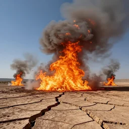 Flames erupted from the cracks in the ground as billowing cyclones began to mar the formerly cloudless sky