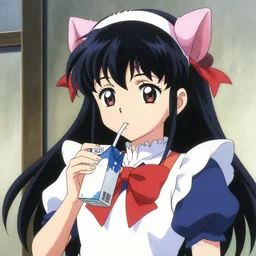 kanna frommiss kobayashi's dragon maid drinking a carton of milk with a straw, anime epic artwork, kyoto animation, key visual