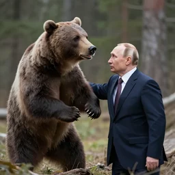 vladimir putin fighting bear, 8 k, post - processing, extremely hyper - detailed, epic composition, masterpiece, stunning