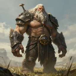 a highly detailed portrait of a massive epic fantasy giant old man standing in a field concept art