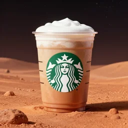 a Starbucks on Mars, digital art
