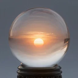 sunrise within a perfectly spherical glass orb, highly detailed, award winning, pretty, ornate, 8k, art gallery