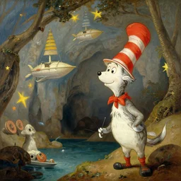 ik kil cenote in the style of dr. seuss, starships, painting by thomas cole