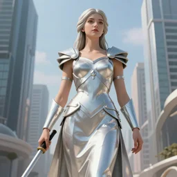 photo of goddes of war  in modern city, elegant, highly detailed, smooth, sharp focus, illustration, beautiful, geometric, trending on artstation, cinematic, artwork by WLOP