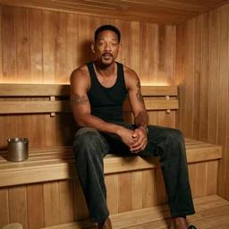 Will Smith in a sauna
