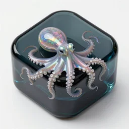 photo of a box - shaped dark glass and plastic iridescent octopus skin futuristic racing car with aerodynamic fins and canards, venturi tunnels, neon lights