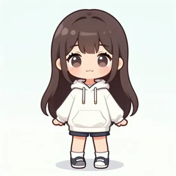 chibi beautiful manga lady young hoodie portrait full-body cute