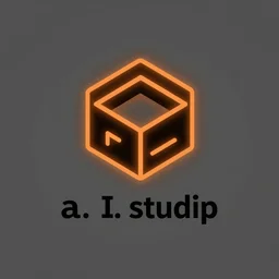 professional studio logo for a. i. startup, vector clip art, artstation, neon, isometric, orange and black