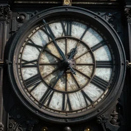 a ultra realistic hyper realistic underexposed film photograph of an intricate multidimensional clock