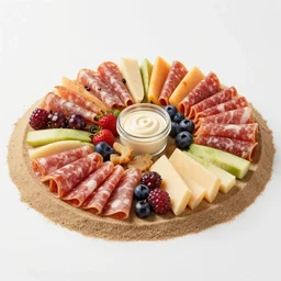 a tasteful charcuterie platter made out of colored sand.