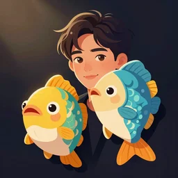 2 d character design, cute fish, vector art, digital art, portrait, 4 k, 8 k, sharp focus, smooth, illustration, concept art, music artist