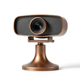 bronze webcam, professional product shot, isolated on a pure white background, centered, entire object in frame, sharp focus, soft studio lighting