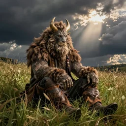 Bandos Runescape boss sitting in a grass field