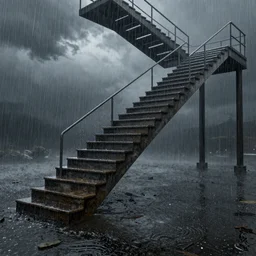 Stairs up in the void, heavy rain artstation unreal Engine