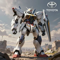 a concept art of a toyota combat mech, with a logo of toyota, artstation