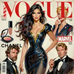 stanley artgerm lau marvel comic book illustration, vogue elle women's fashion magazine, chanel makeup, john singer sargent, trending on artstation, oil painting, intricate