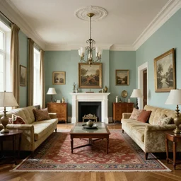1964 year interior home design hall. Photorealistic, ultra-detailed, high resolution, HDR shot