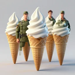 Army of ice cream cones, concept art by Noah Bradley, Darek Zabrocki, Tyler edlin, Jordan Grimmer, Neil Blevins, James Paick, Natasha Tan, highly detailed, ultra detailed, ultra realistic, trending on artstation