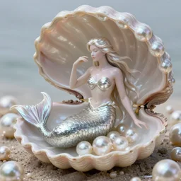 a mermaid coming out of a pearl shell, beautiful art, stunning scenery, artstation, digital art, 8 k, highly detailed, graceful, trending on artstation, pearls, smooth, sharp focus, hyperrealistic