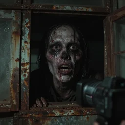 screengrab of a ghost, highly detailed environment, detailed face, sharp focus, slight focus on face, urban exploration, haunted building, found footage, low quality camera, dark colors, industrial setting, rusty, lost footage, disturbing, horror, fear, bad camera, old footage, hyperrealism, movie, movie screengrab, body horror