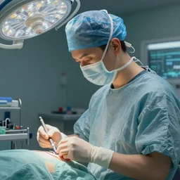 ultra realist and ultra intricate detailed soft painting of a futuristic surgeon, doctor, medicine, healthcare, technology, innovation, sensual modern style, artstation, unreal render, depth of field, ambient lighting, award winning, stunning