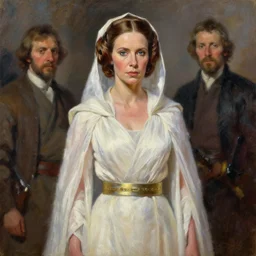 phyllis diller as princess leia in star wars, full - figure oil painting by john currin and jacques - louis david and ingres, brush strokes
