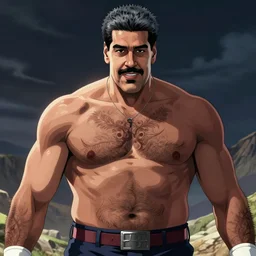 Nicolás Maduro in Baki, Baki style, Baki, bodybuilder, muscular, anime