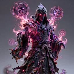 a necromancer pulsing with necrotic energy, art by hayao miyazaki, power auras, sigils, tattered cloth robes, substance 3 d painter, pbr textures, physical based rendering, cinematic, hyper realism, high detail, octane render, unreal engine, 8 k, smooth gradients, high contrast, depth of field, aperture f 2.